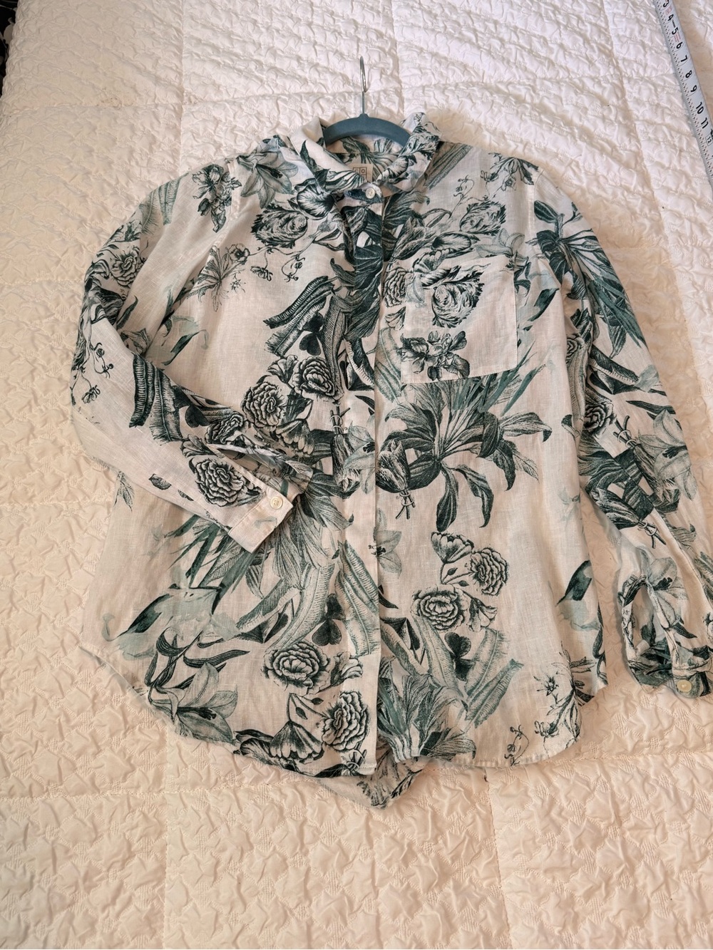 Floral Button-Up 100% Linen Shirt